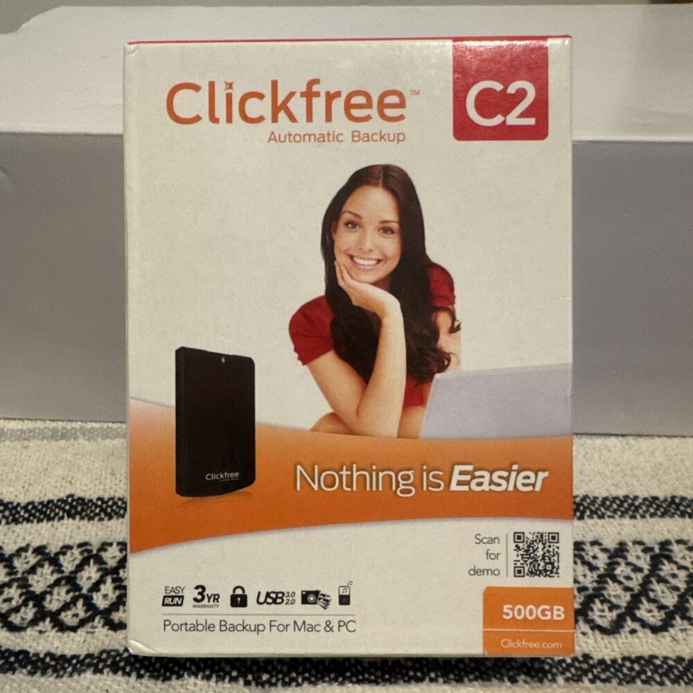 Clickfree Automatic Backup C2 For PC Computer Portable 500GB Storage Brand NEW